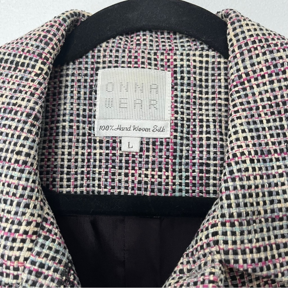ONNA Wear Cropped Blazer Jacket Handwoven Silk Button Front Size Large - Picture 7 of 9